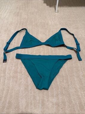 Revolve Onia Teal Bikini Set - Deep Teal Triangle Top & Briefs